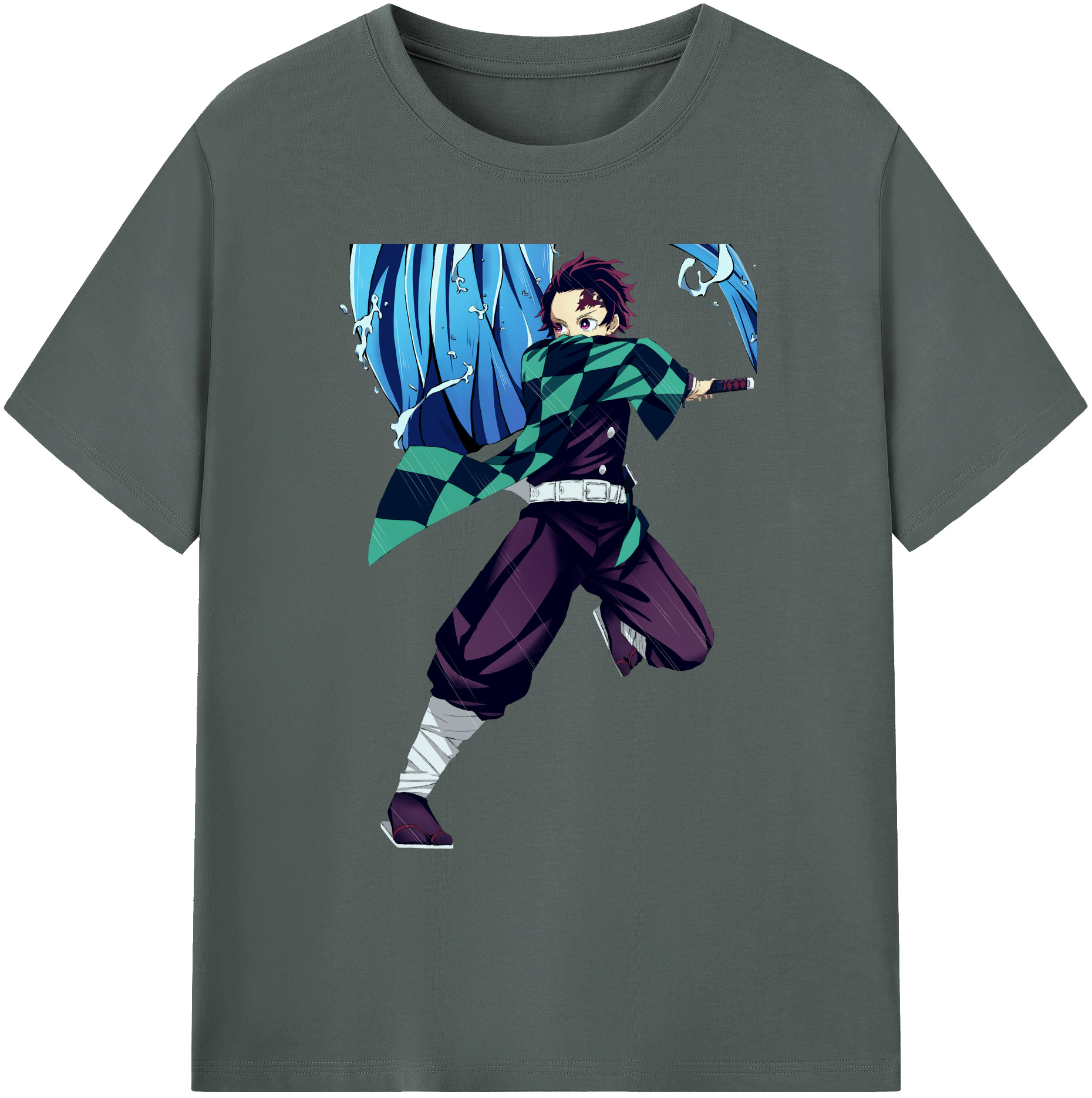 （画像用） 鬼滅の刃 竈門 炭治郎／かまど たんじろう Kamado Tanjirou 綿100％ メンズ半袖Tシャツ｜肌触りやわらか＆通気性